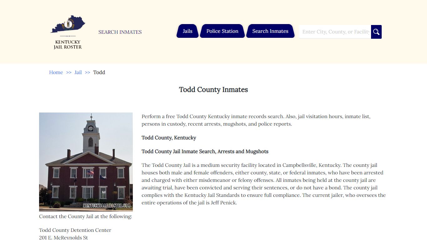 Todd County Inmates - Jail Roster Search