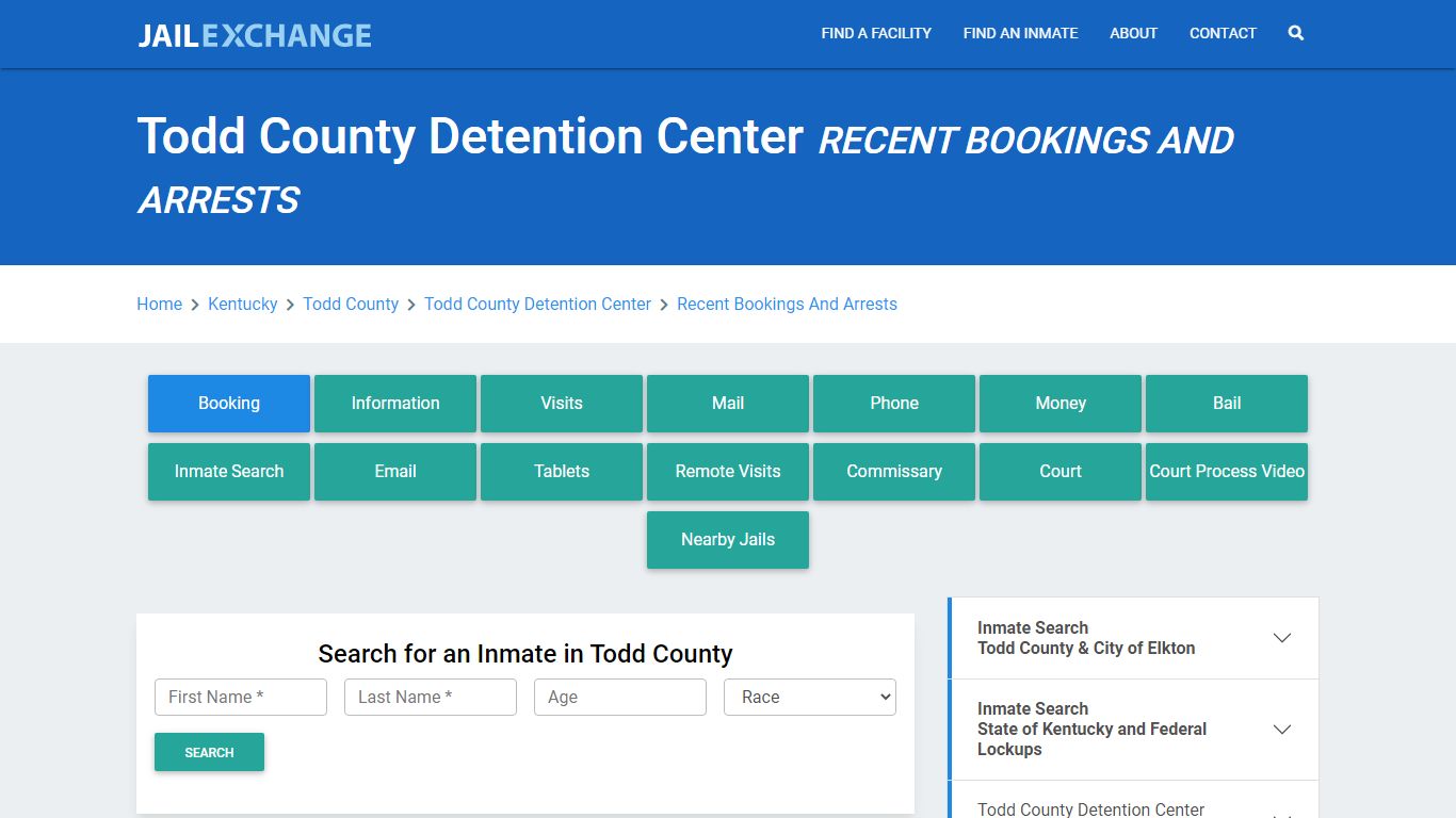 Todd County Detention Center Recent Bookings And Arrests - Jail Exchange