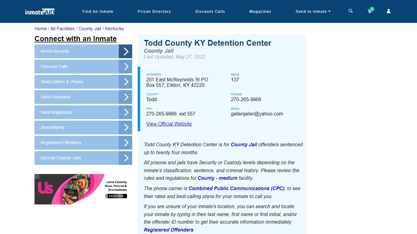 Todd County KY Detention Center - Inmate Locator